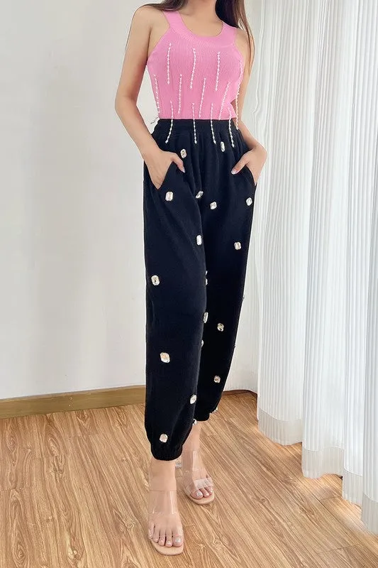 Crystal Embellished Jogger Pants