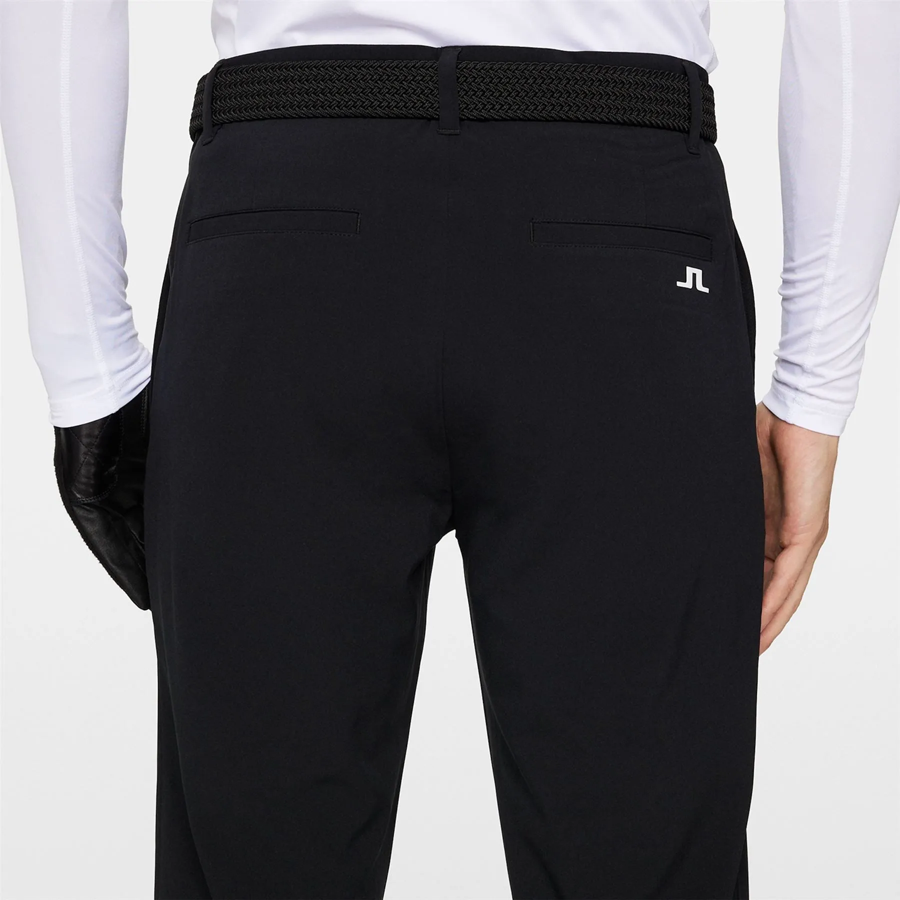 Cuff Double Weave Stretch Joggers Pants Black