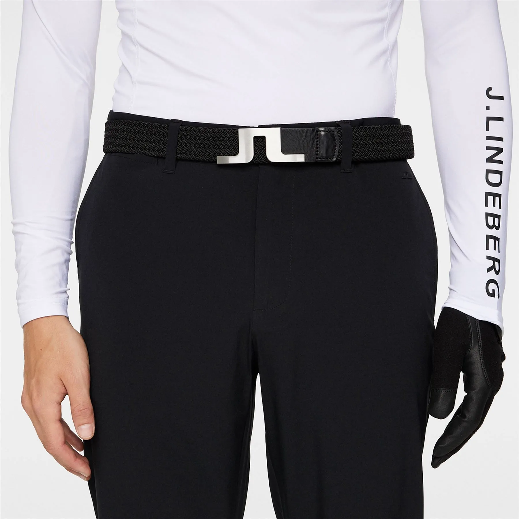 Cuff Double Weave Stretch Joggers Pants Black