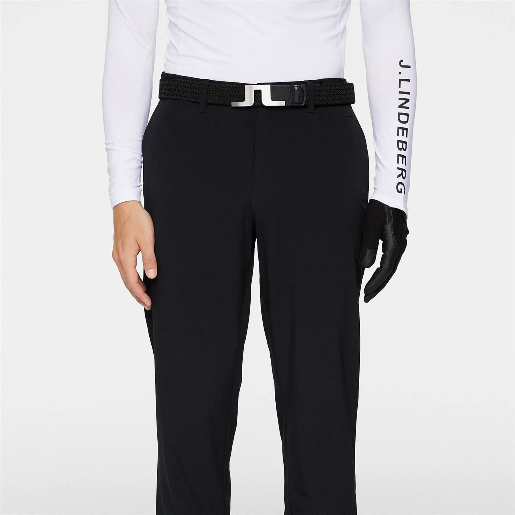 Cuff Double Weave Stretch Joggers Pants Black