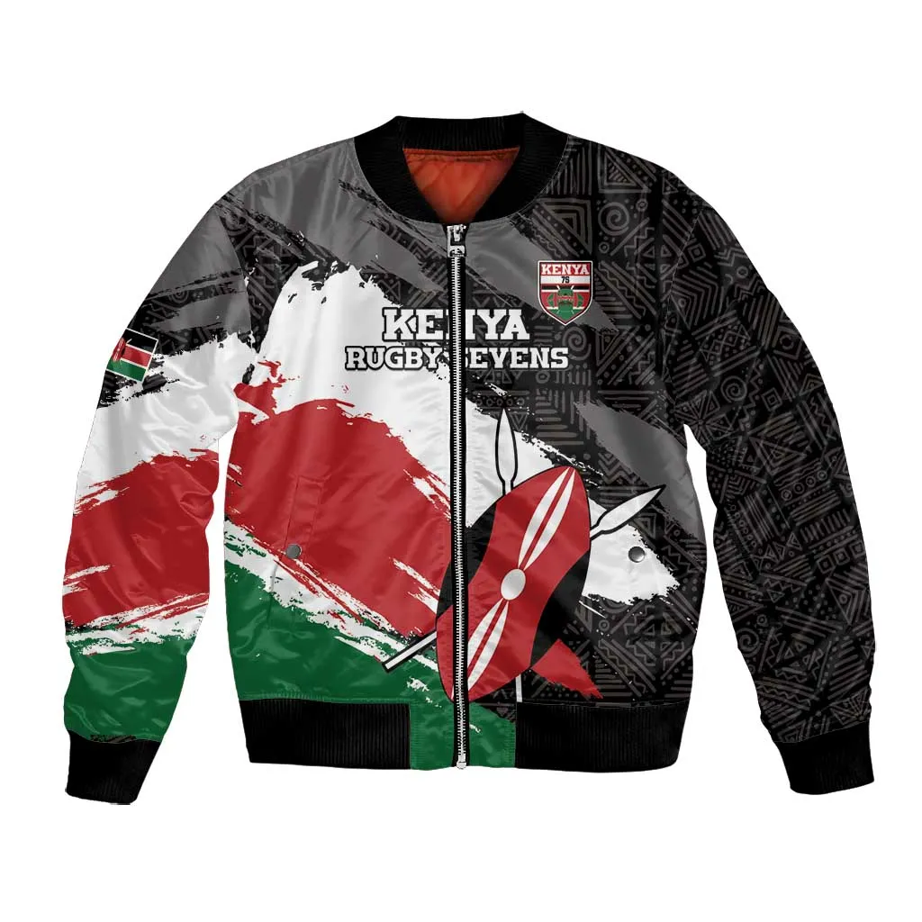 Custom Afro Kenya Bomber Jacket Rugby Sevens - African Pattern LT15