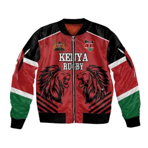 Custom Afro Kenya Rugby Bomber Jacket African Lion Head LT18
