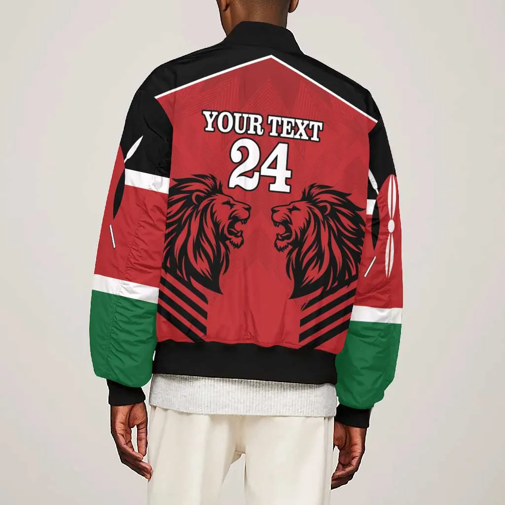 Custom Afro Kenya Rugby Bomber Jacket African Lion Head LT18