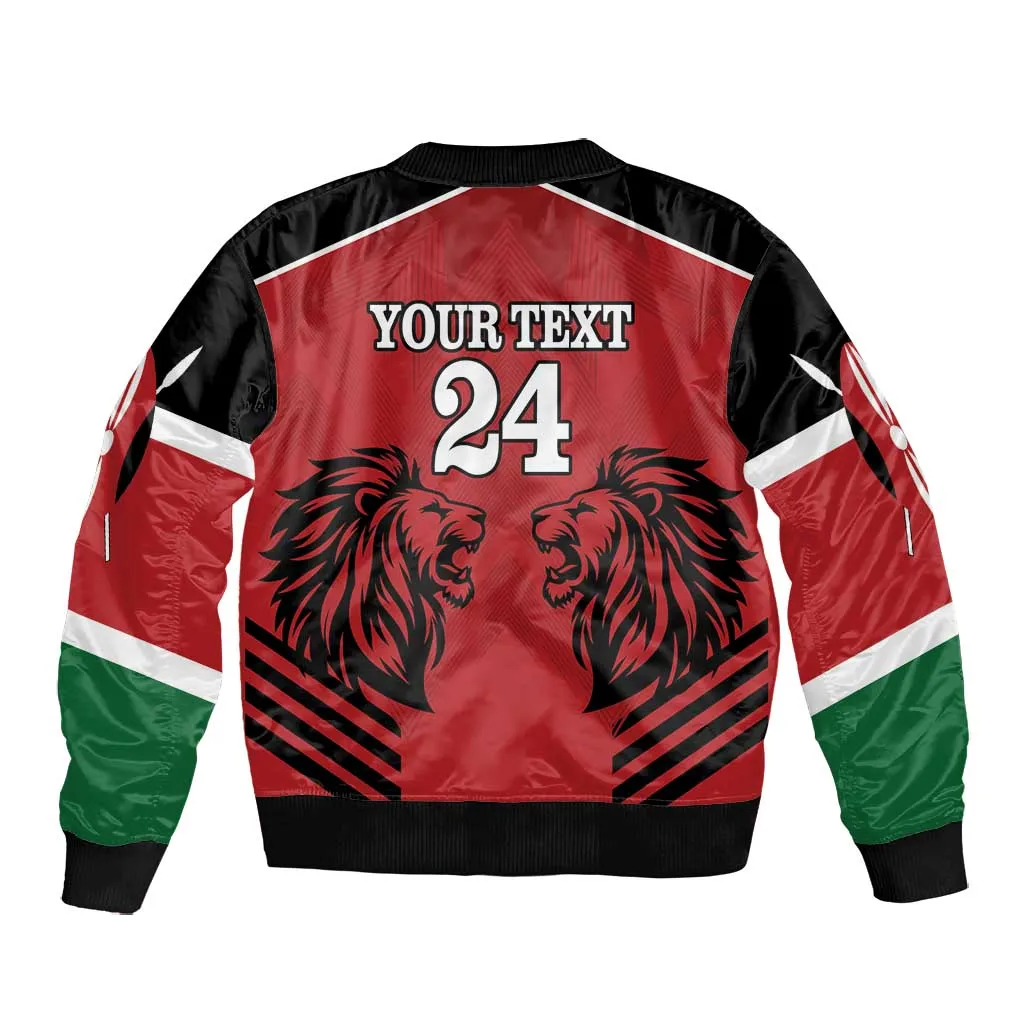 Custom Afro Kenya Rugby Bomber Jacket African Lion Head LT18