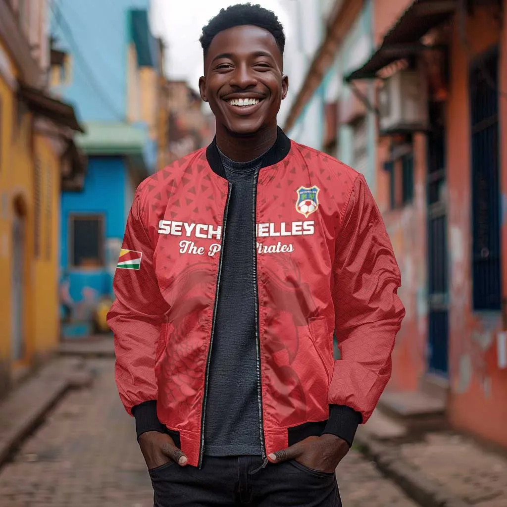 Custom Afro Seychelles Football Bomber Jacket Pirate Parrot LT15
