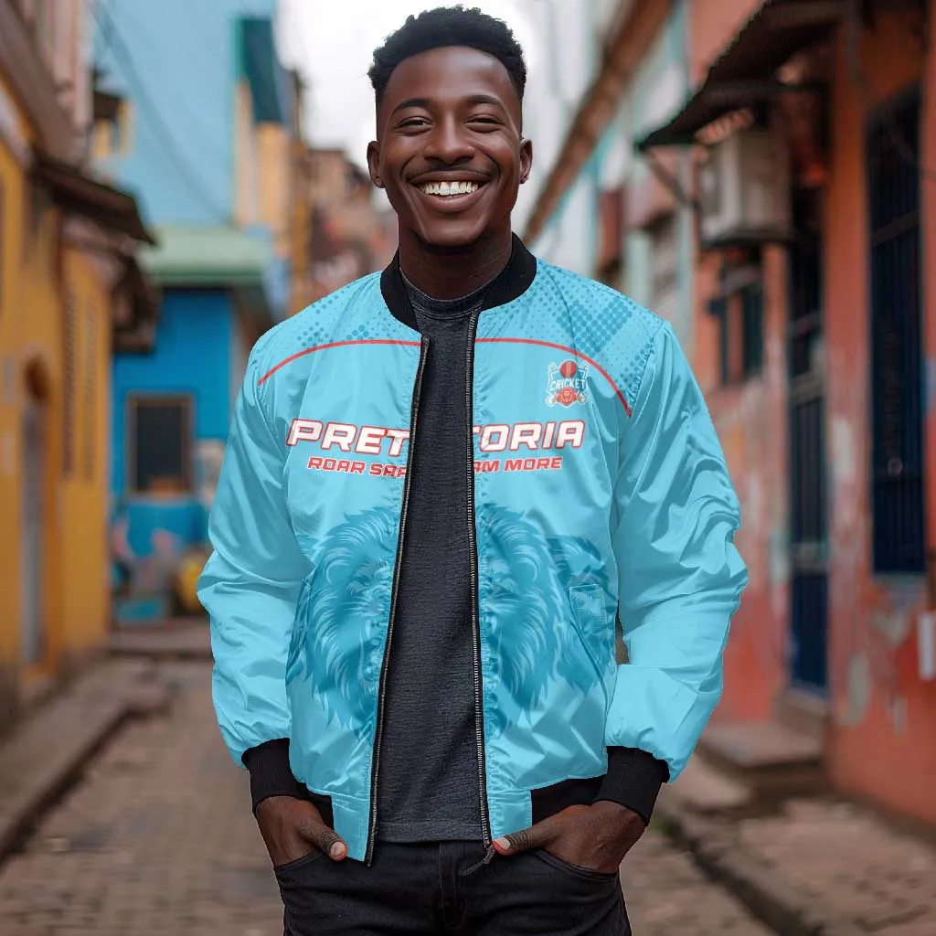 Custom Afro South Africa Cricket Bomber Jacket Roar Saam More - This Is Pretoria LT15