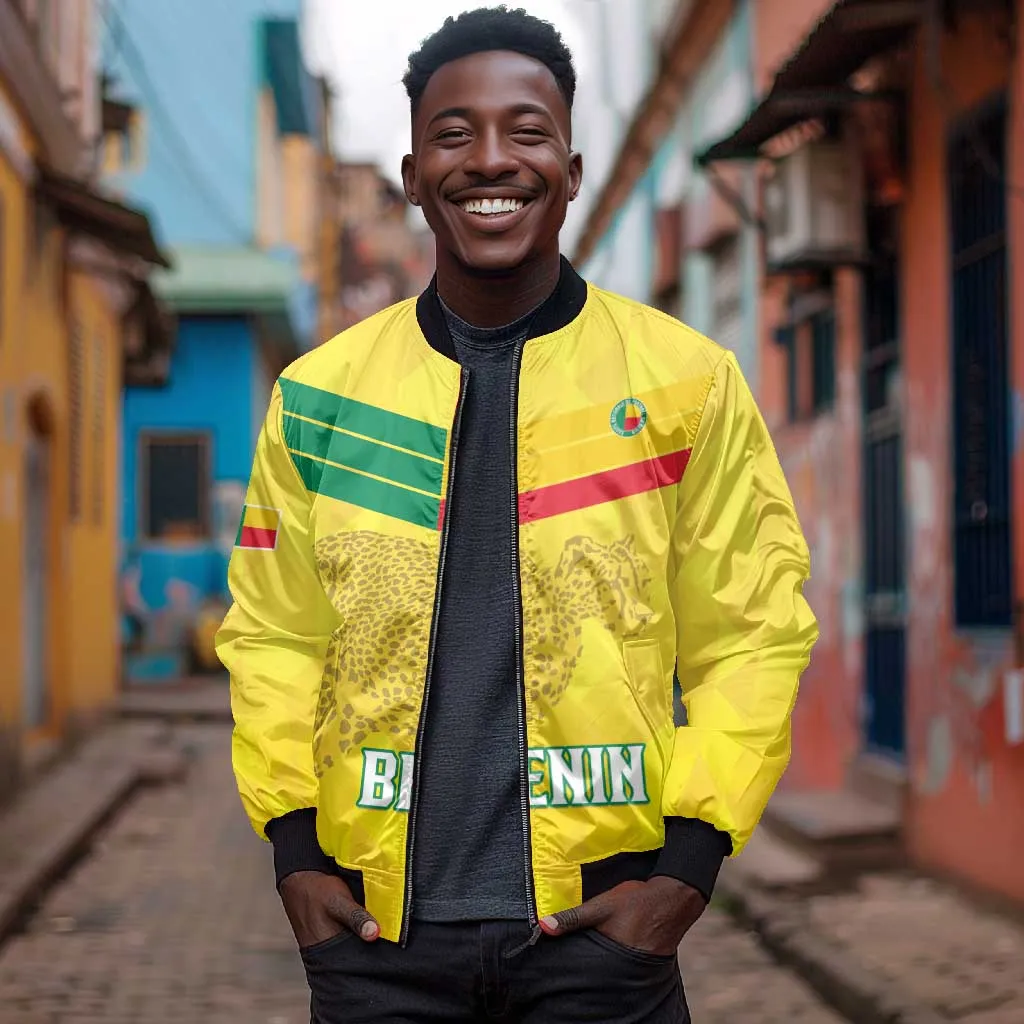 Custom Benin Football Bomber Jacket Go Les Guepards LT15