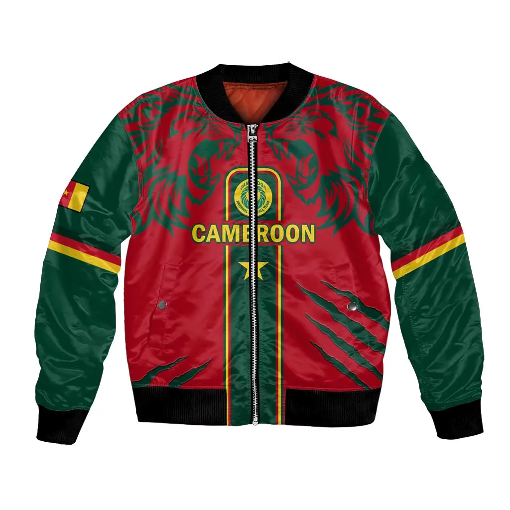 Custom Cameroon Football Bomber Jacket 2024 African Nations Go Champions Lion Style LT14