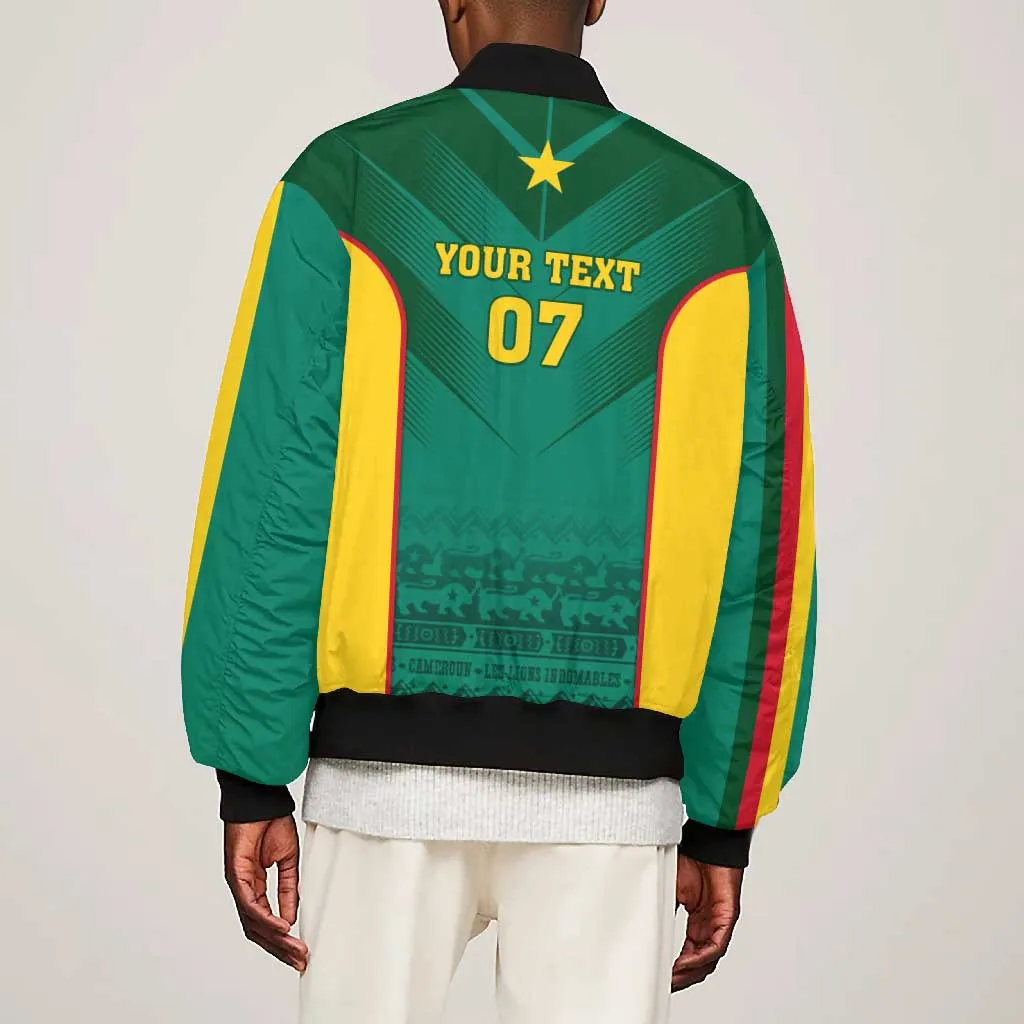 Custom Cameroon Football Bomber Jacket Nations Cup 2024 Les Lions Indomptables LT7