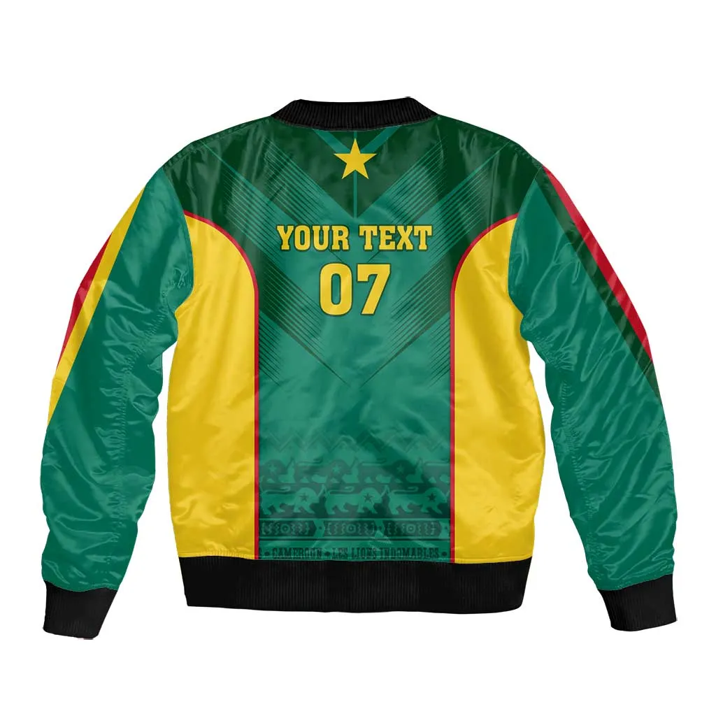 Custom Cameroon Football Bomber Jacket Nations Cup 2024 Les Lions Indomptables LT7