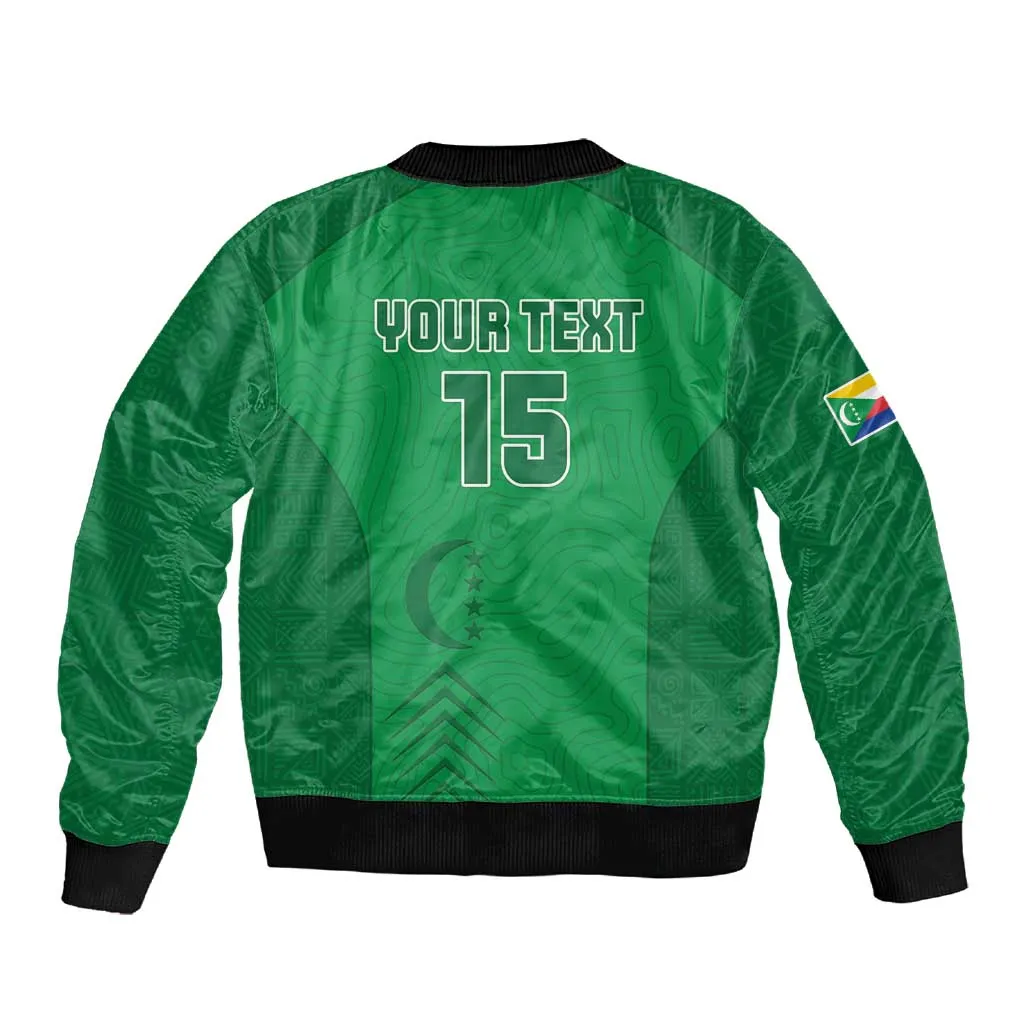 Custom Comoros Football Sleeve Zip Bomber Jacket Go Les Coelacantes LT15