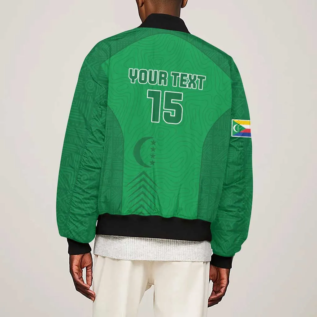 Custom Comoros Football Sleeve Zip Bomber Jacket Go Les Coelacantes LT15