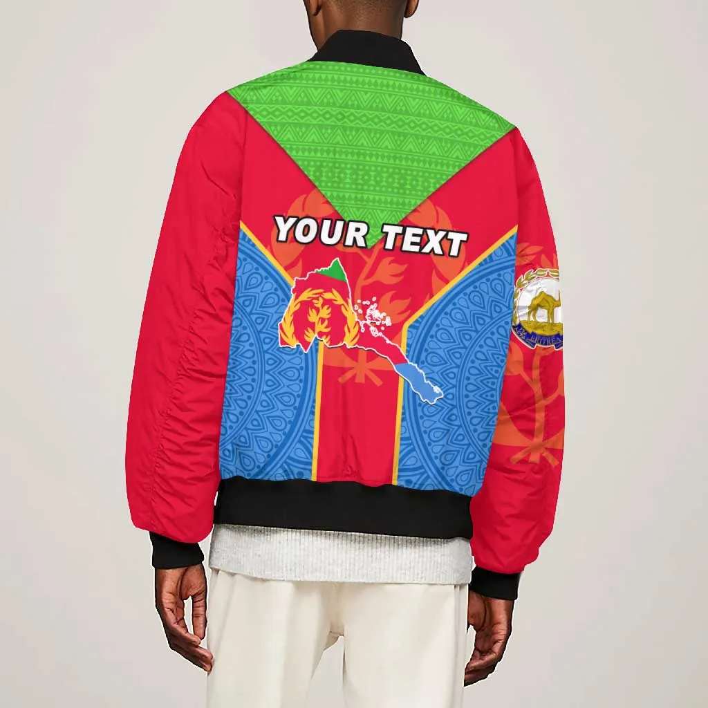 Custom Eritrea Bomber Jacket with Eritrean Emblem Flag and African Pattern Design LT01