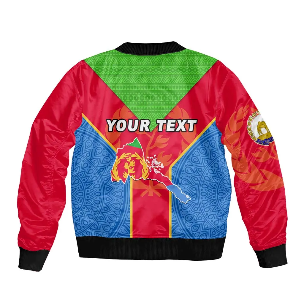 Custom Eritrea Bomber Jacket with Eritrean Emblem Flag and African Pattern Design LT01