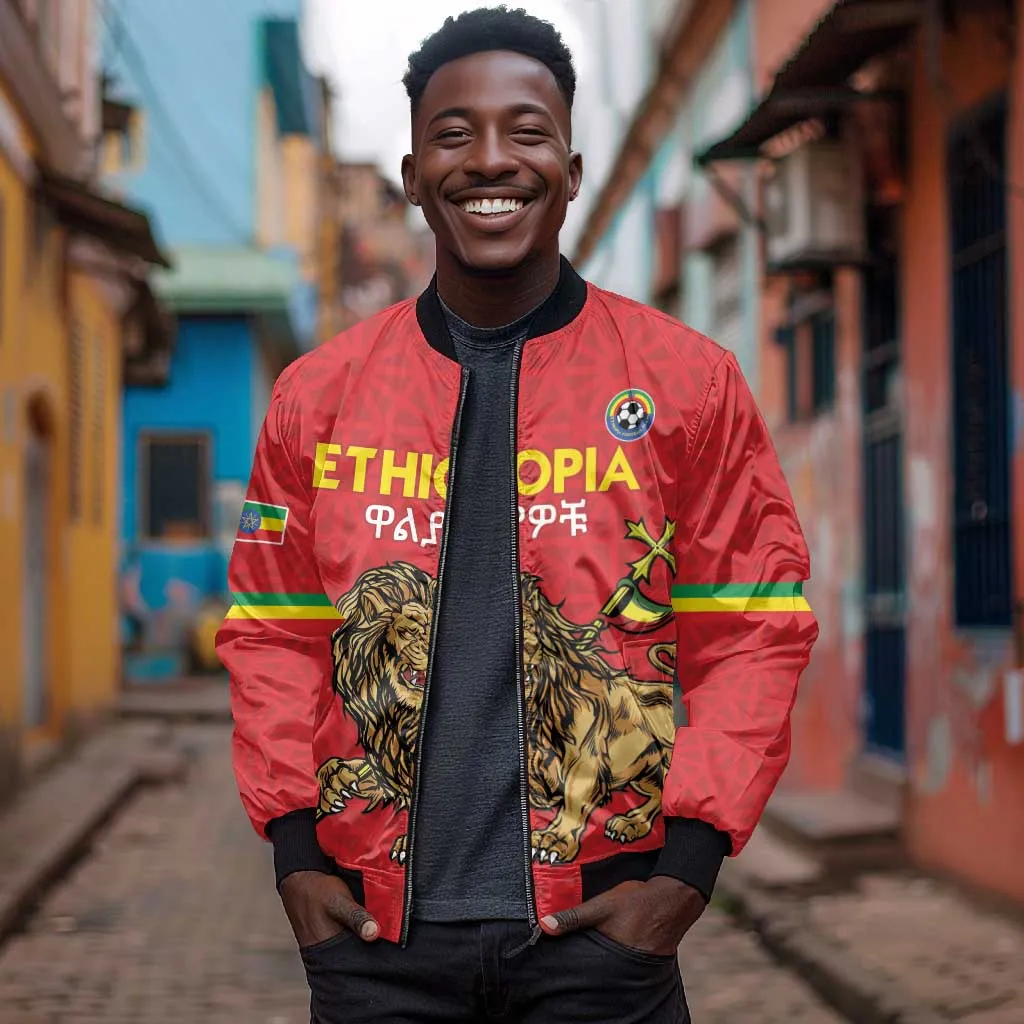Custom Ethiopia Football Bomber Jacket Go Champions LT15