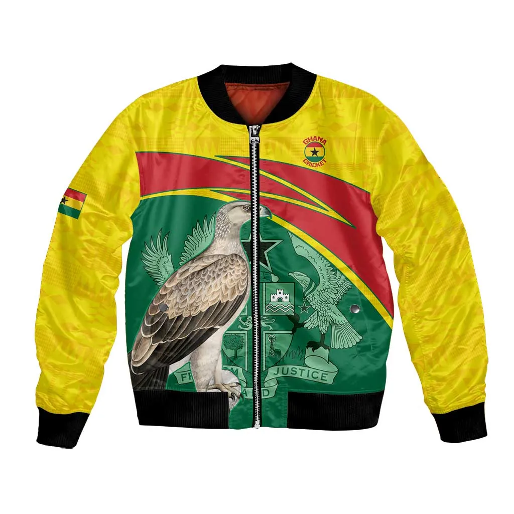 Custom Ghana Black Batters Bomber Jacket Ghanaian Tawny Eagle - Cricket Style LT14