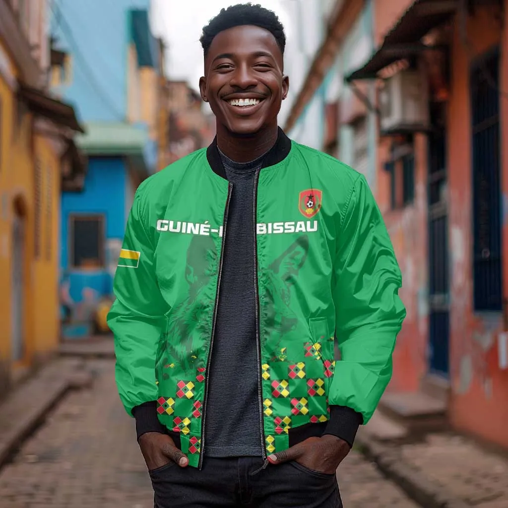 Custom Guinea Bissau Football Bomber Jacket African Wild Dog - Go Djurtus LT15