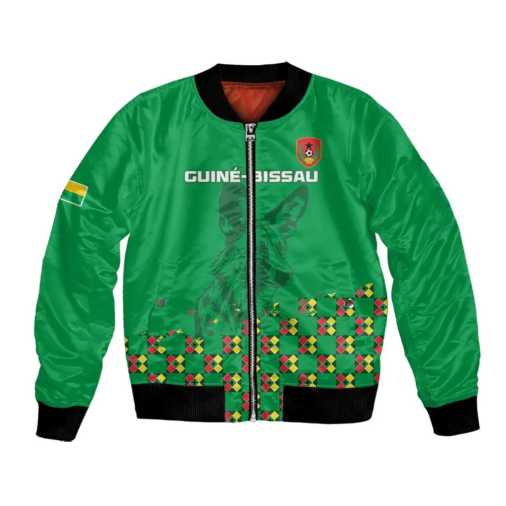 Custom Guinea Bissau Football Bomber Jacket African Wild Dog - Go Djurtus LT15