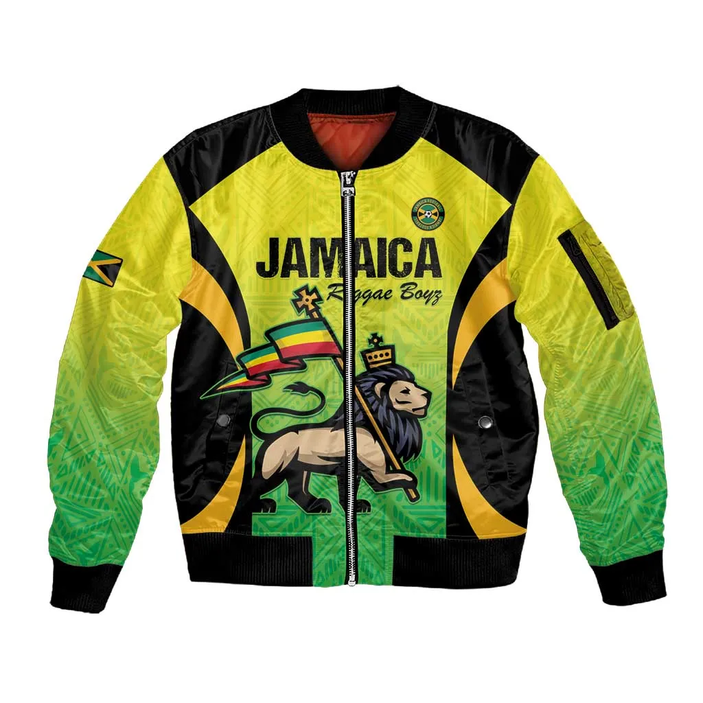 Custom Jamaica Football Sleeve Zip Bomber Jacket Go Champions LT15
