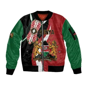 Custom Kenya Football Sleeve Zip Bomber Jacket Maasai Shield Coat Of Arms Style LT14