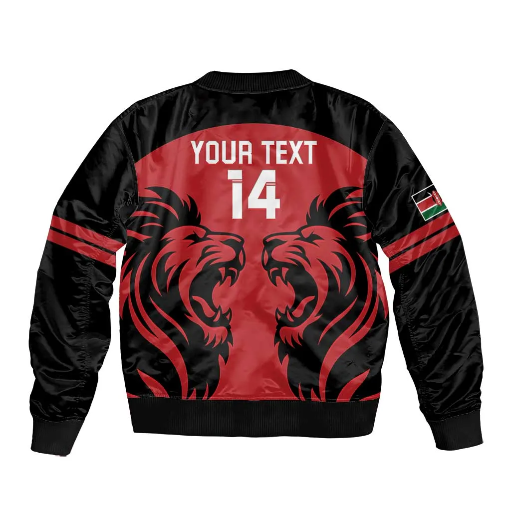 Custom Kenya Rugby Bomber Jacket 2024 Go Champions Simbas - Red LT14