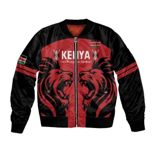 Custom Kenya Rugby Bomber Jacket 2024 Go Champions Simbas - Red LT14
