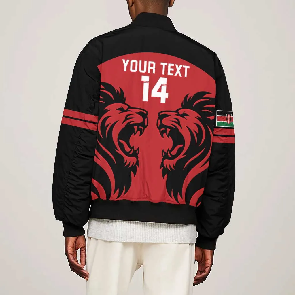 Custom Kenya Rugby Bomber Jacket 2024 Go Champions Simbas - Red LT14
