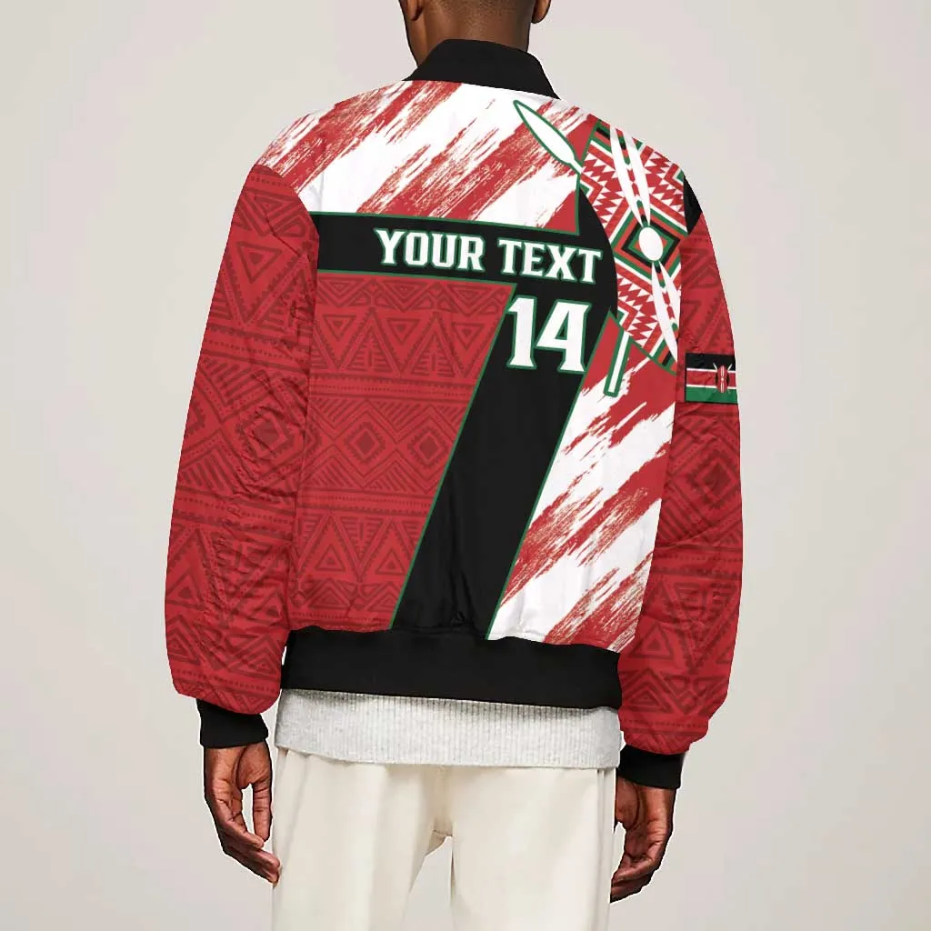 Custom Kenya Rugby Sevens Bomber Jacket Maasai Shield With African Pattern LT14