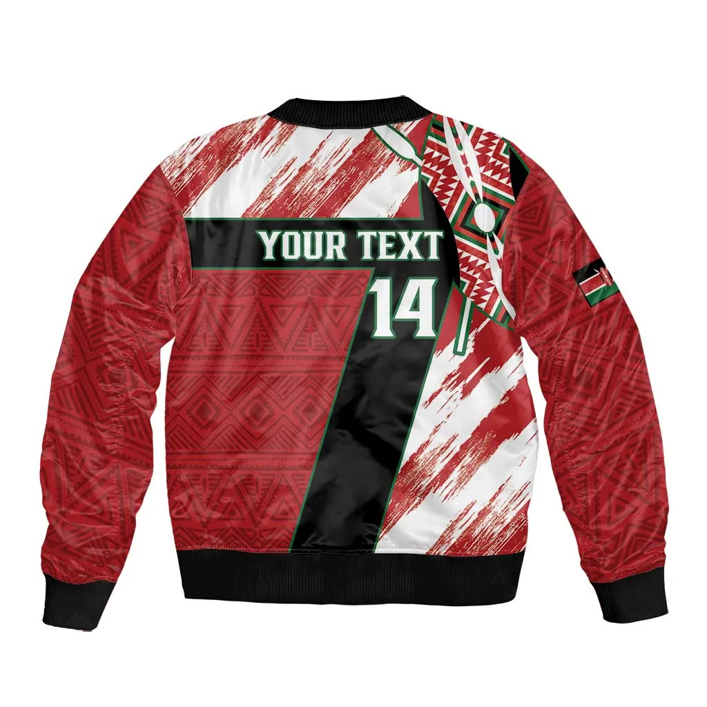 Custom Kenya Rugby Sevens Bomber Jacket Maasai Shield With African Pattern LT14