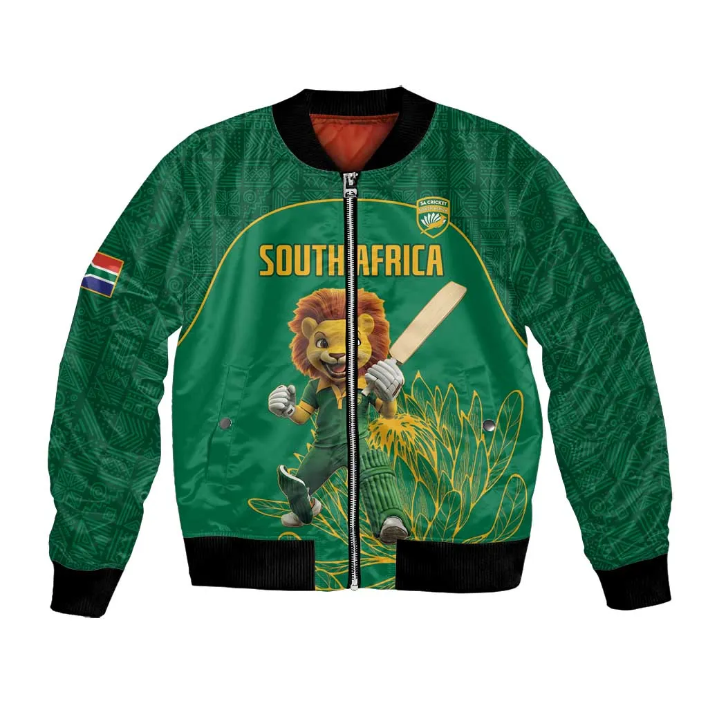 Custom South Africa Bomber Jacket Lion Mascot Proteas Cricket LT15