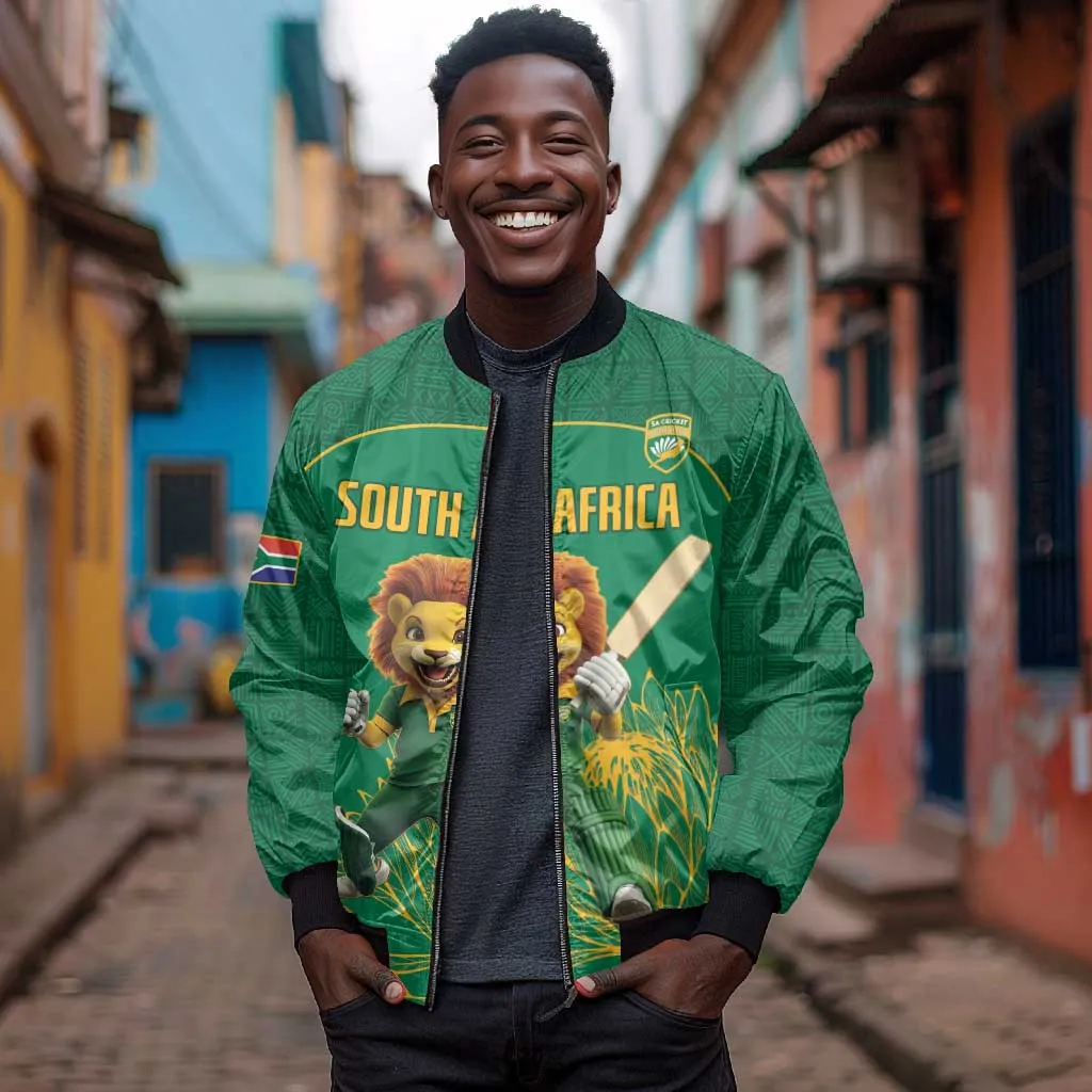 Custom South Africa Bomber Jacket Lion Mascot Proteas Cricket LT15