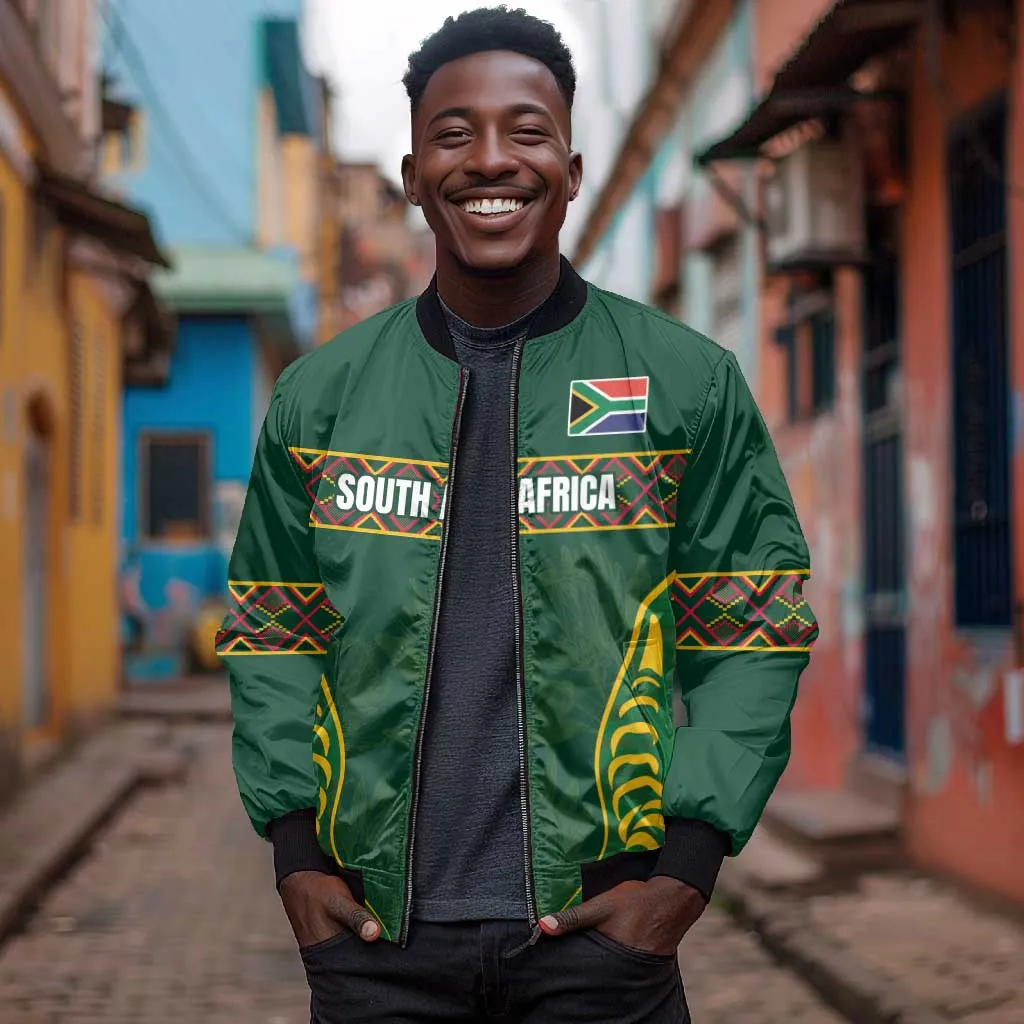 Custom South Africa Rugby Bomber Jacket Springboks Spirit and King Protea LT03