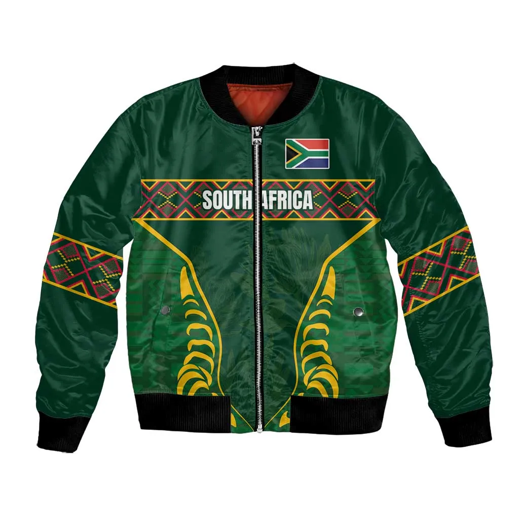 Custom South Africa Rugby Bomber Jacket Springboks Spirit and King Protea LT03