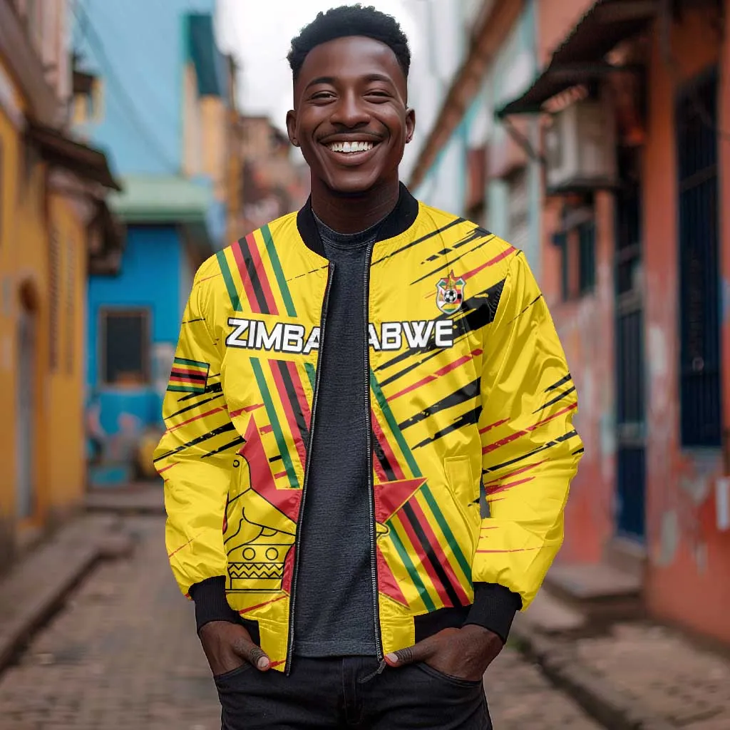 Custom Zimbabwe Football Bomber Jacket Grunge Style LT15