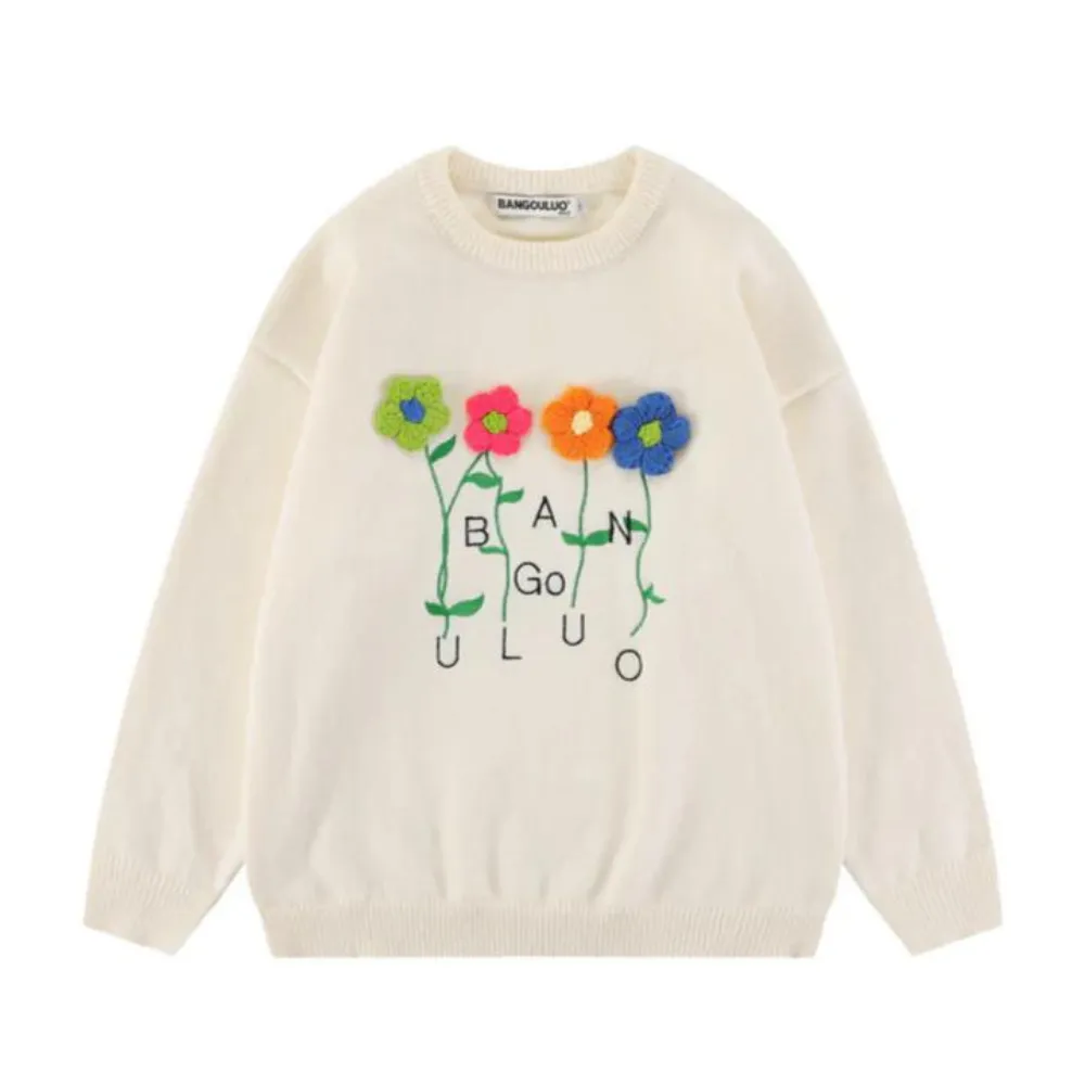 Cute 3D Flower Letter Sweatshirt