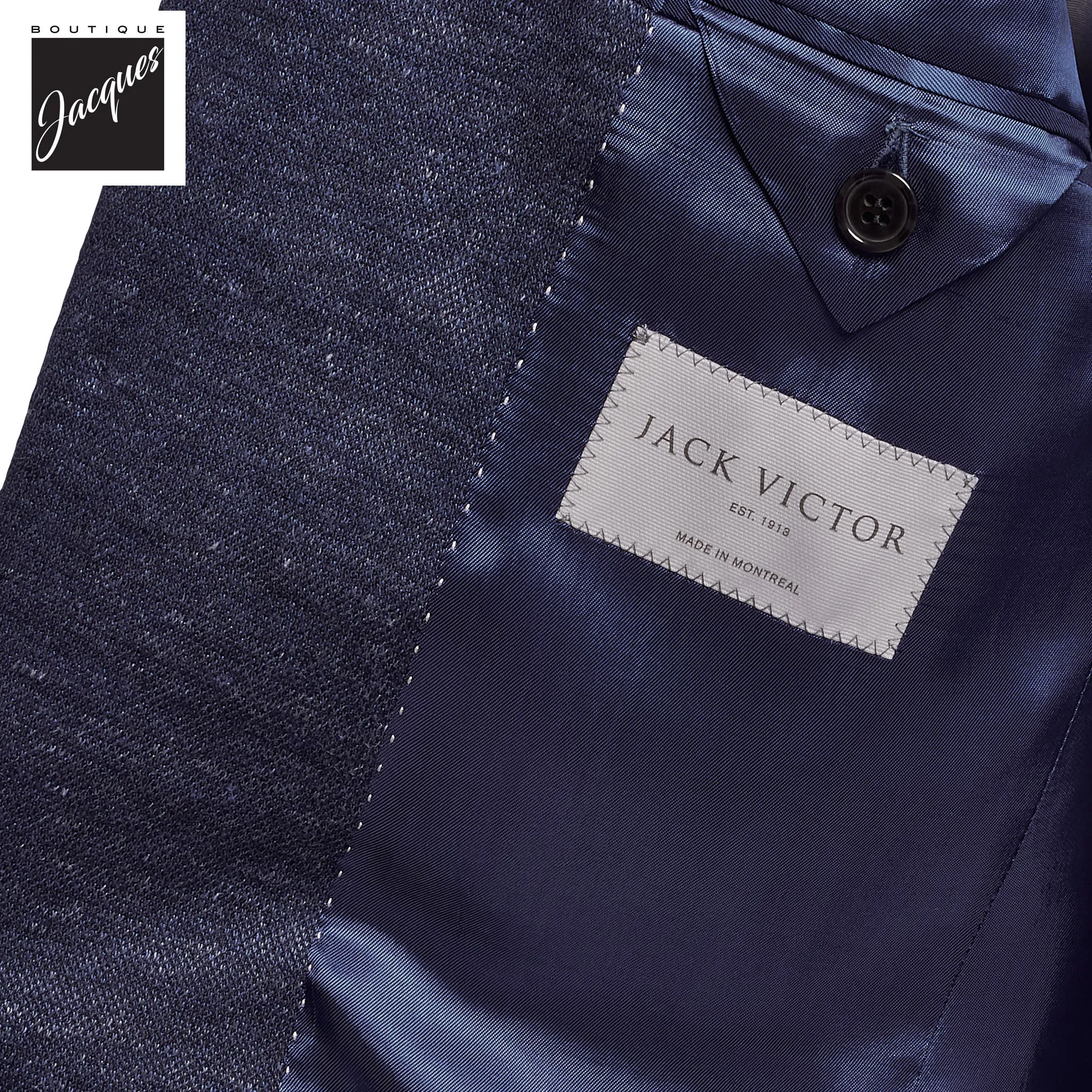 Dark Blue Knit Linen/Wool/Silk Hartford Contemporary Fit Sport Jacket - Jack Victor
