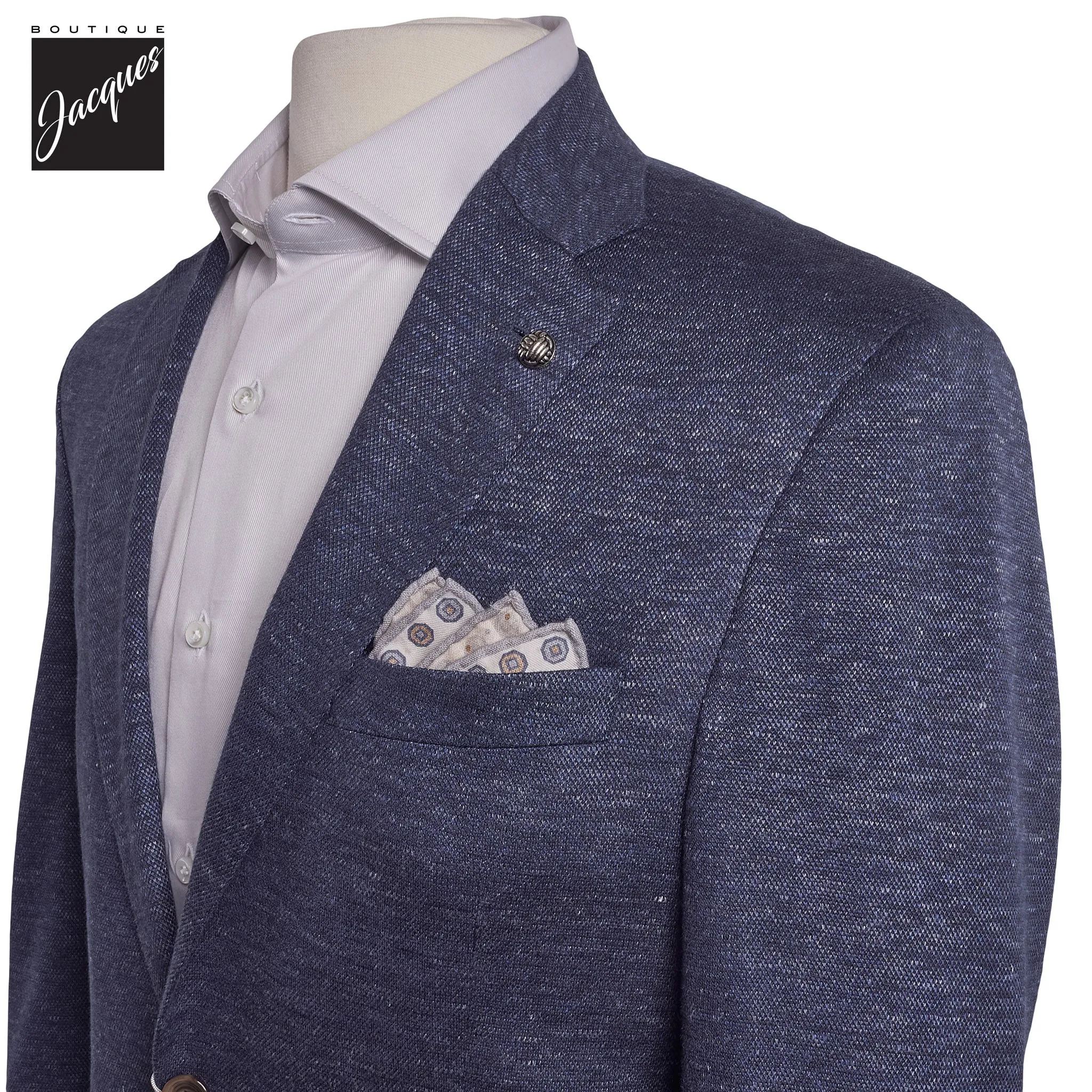 Dark Blue Knit Linen/Wool/Silk Hartford Contemporary Fit Sport Jacket - Jack Victor