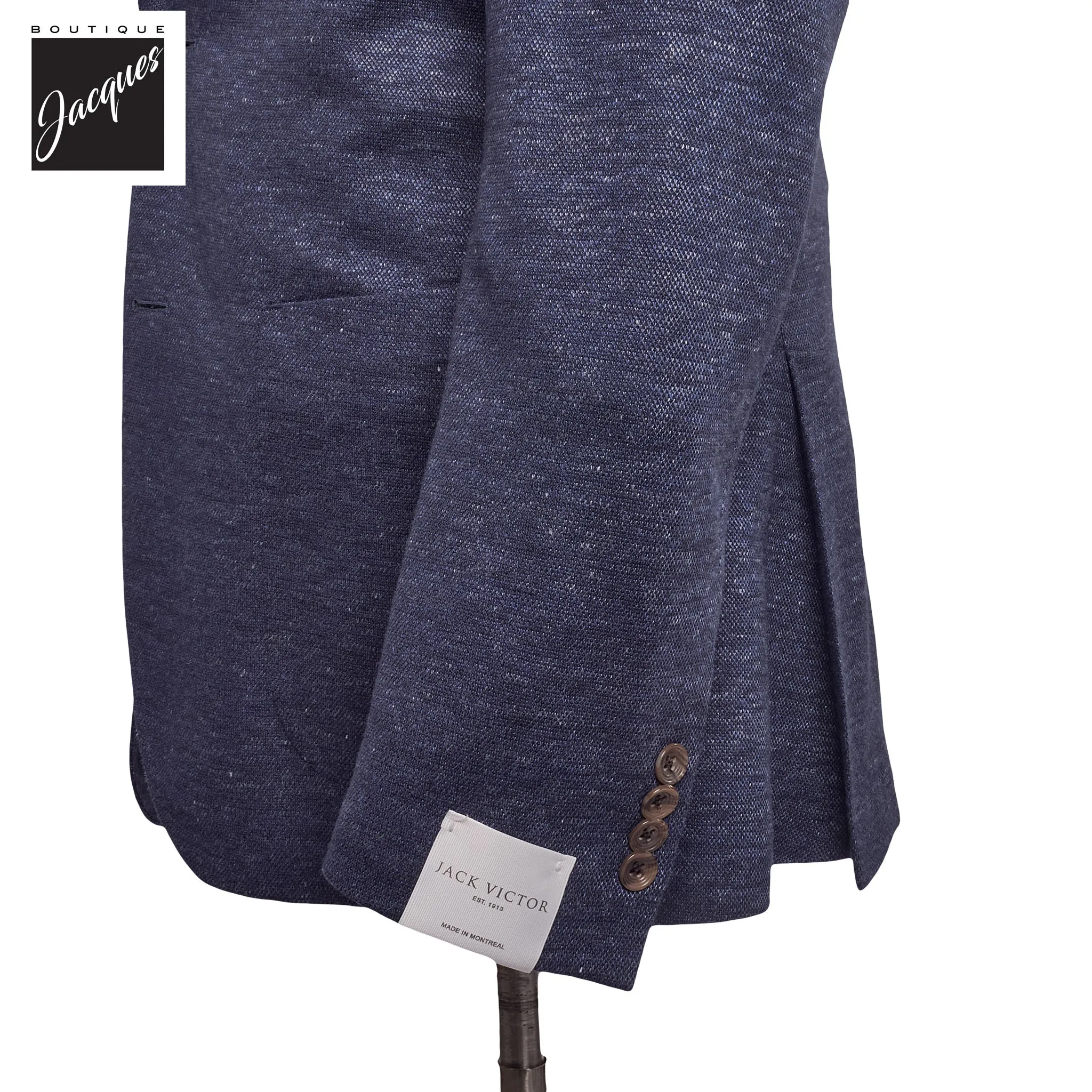 Dark Blue Knit Linen/Wool/Silk Hartford Contemporary Fit Sport Jacket - Jack Victor