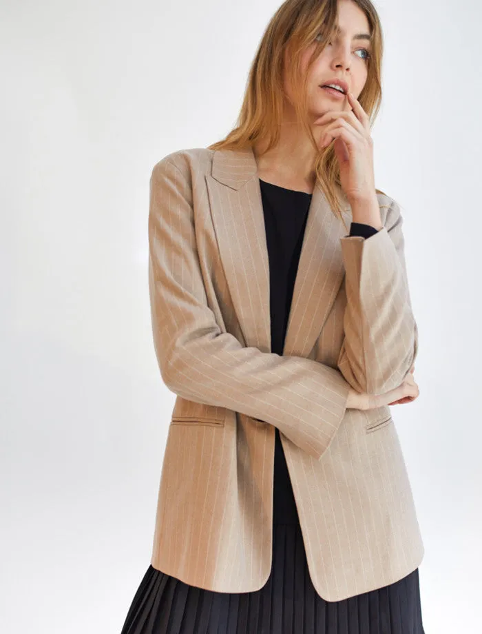 Dear Sutton Bryn Blazer | Irish Creme Pinstripes