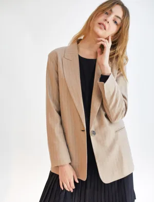 Dear Sutton Bryn Blazer | Irish Creme Pinstripes