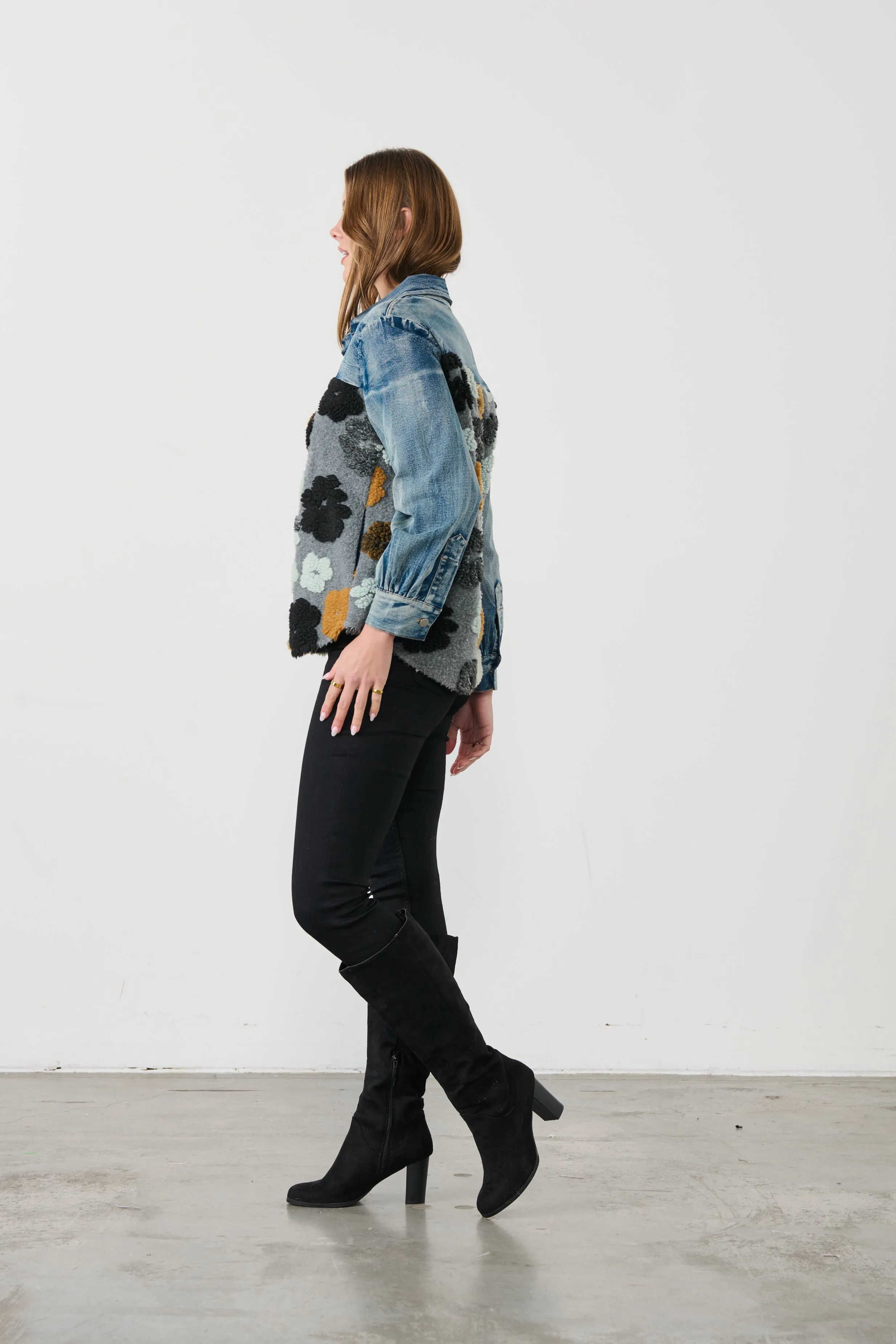 Denim Floral Jacket