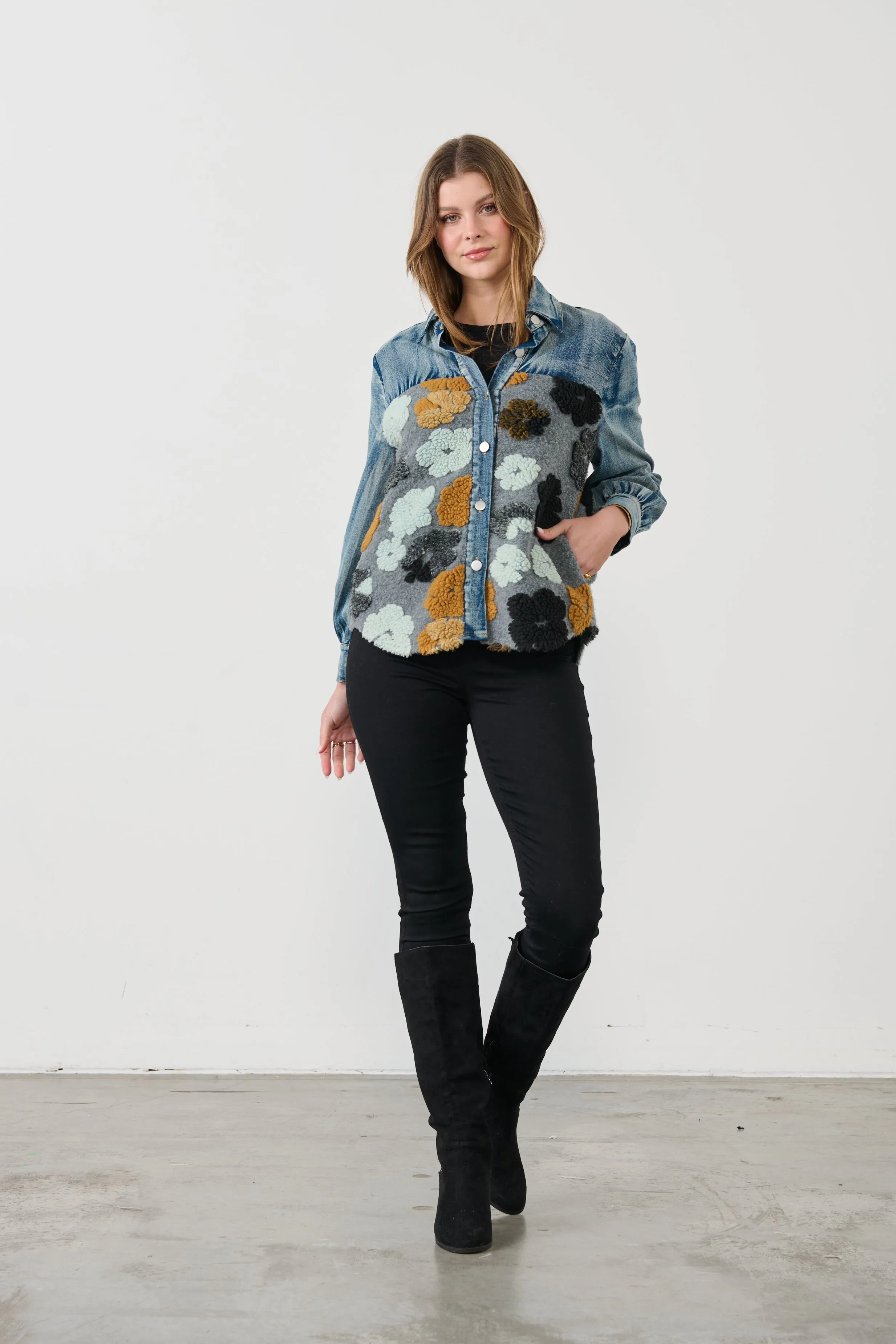Denim Floral Jacket