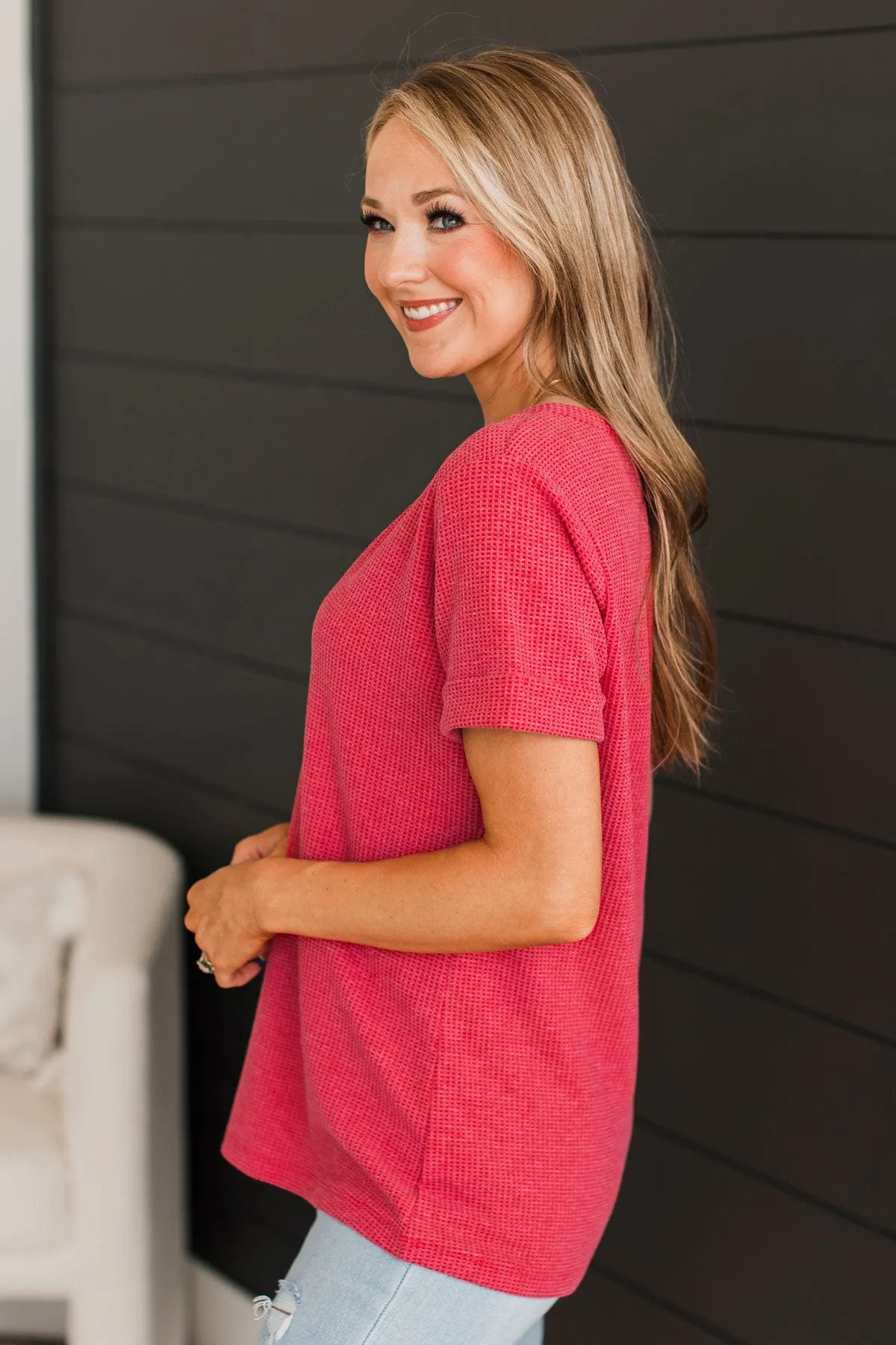 Deserve The World V-Neck Top- Red