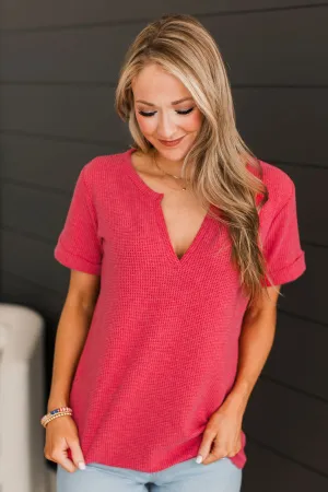 Deserve The World V-Neck Top- Red