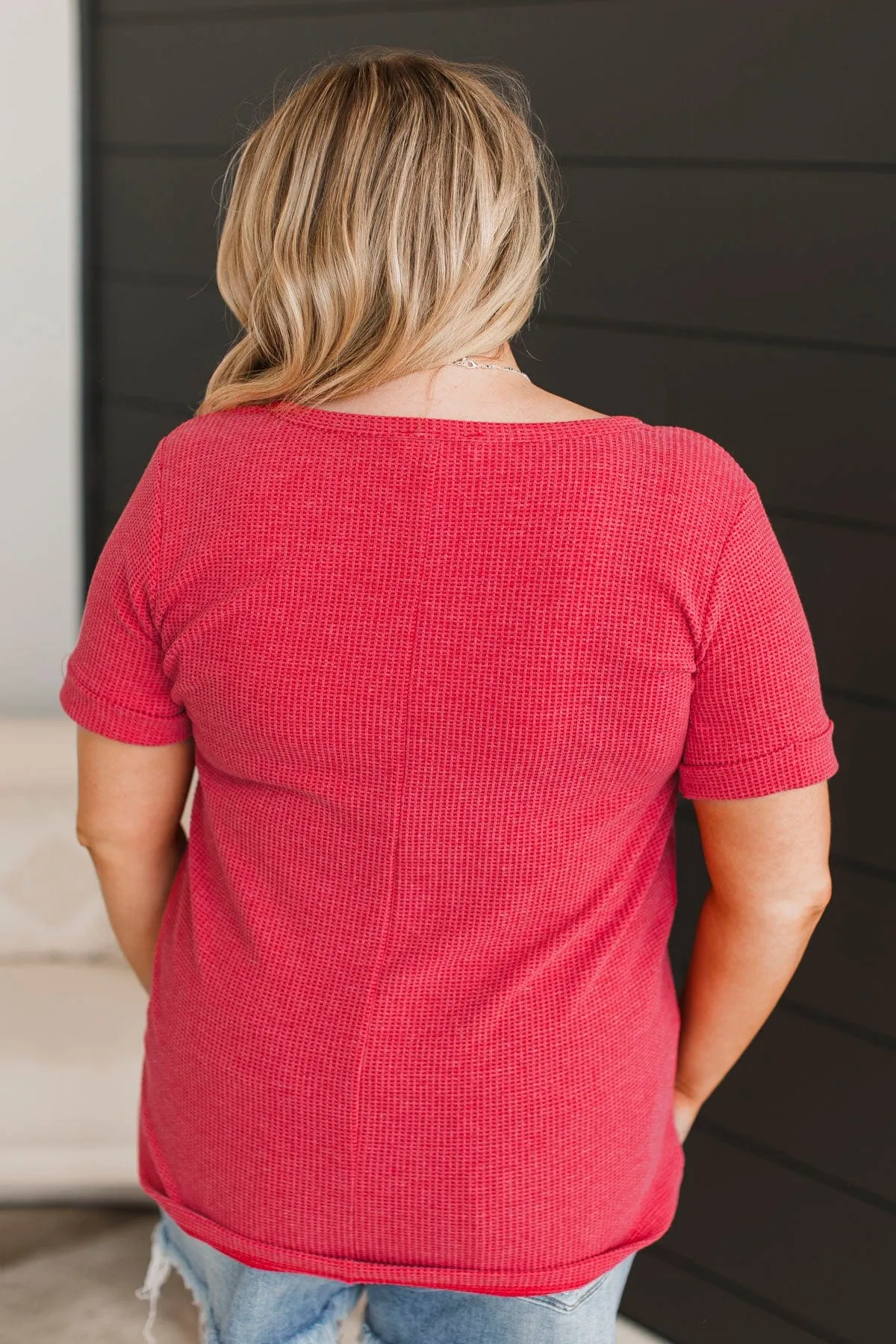 Deserve The World V-Neck Top- Red