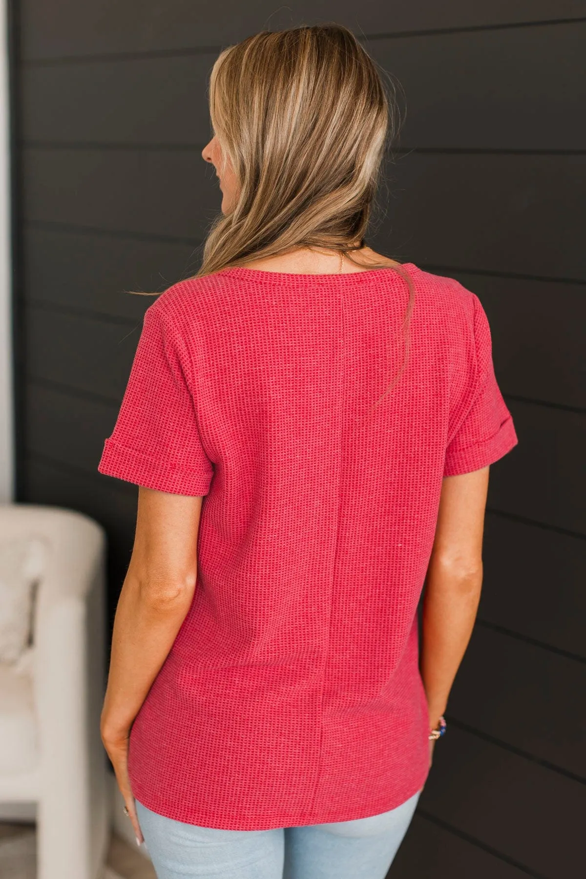 Deserve The World V-Neck Top- Red