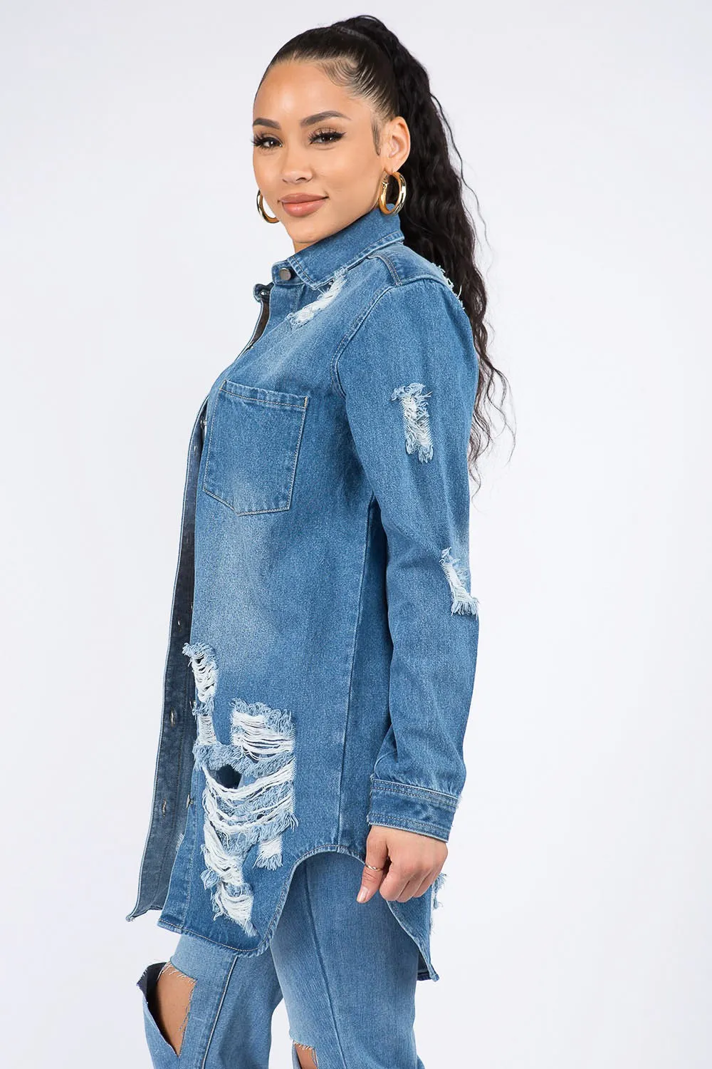 Distressed Denim Dream Shirt Jacket