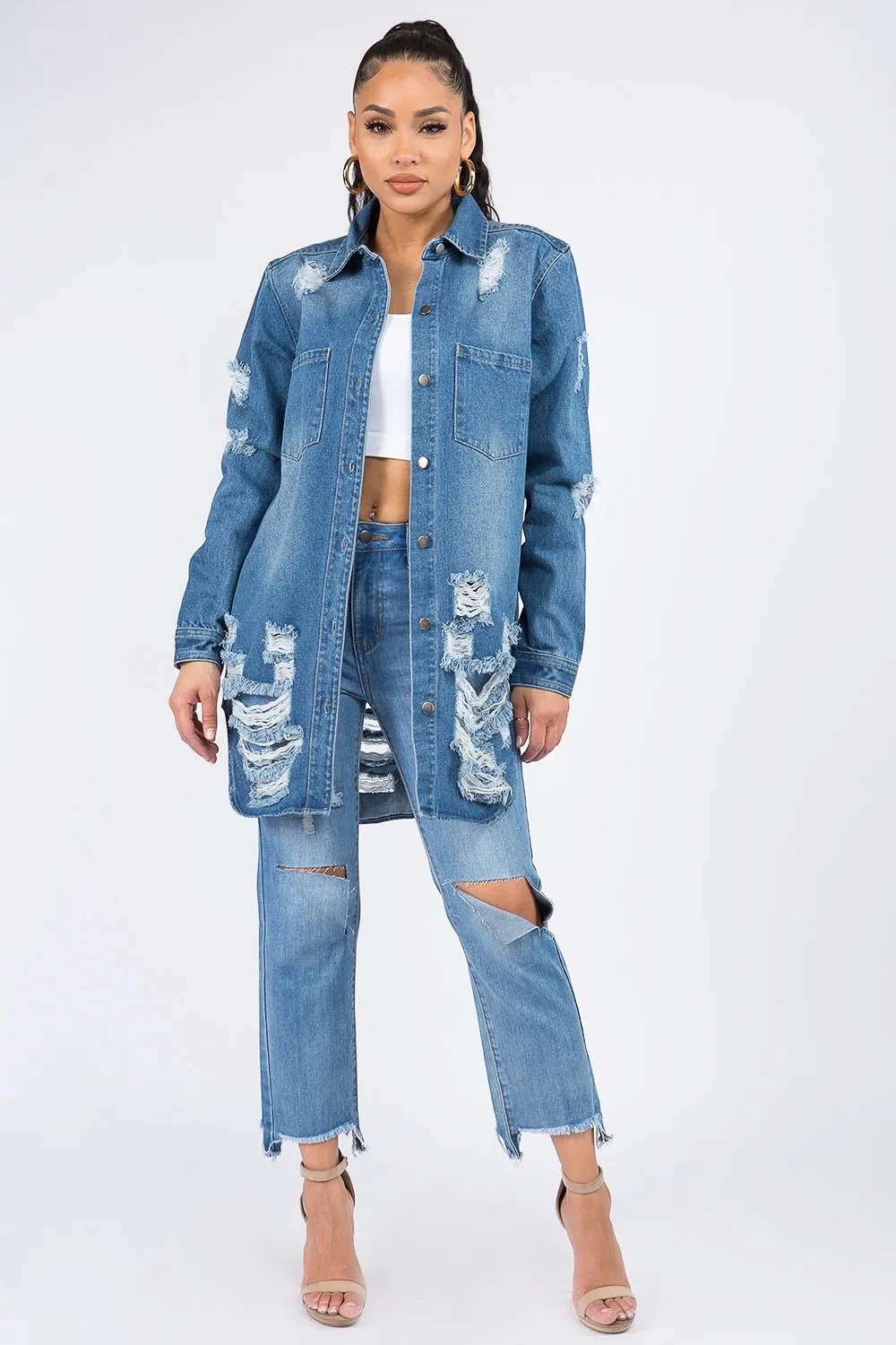 Distressed Denim Dream Shirt Jacket
