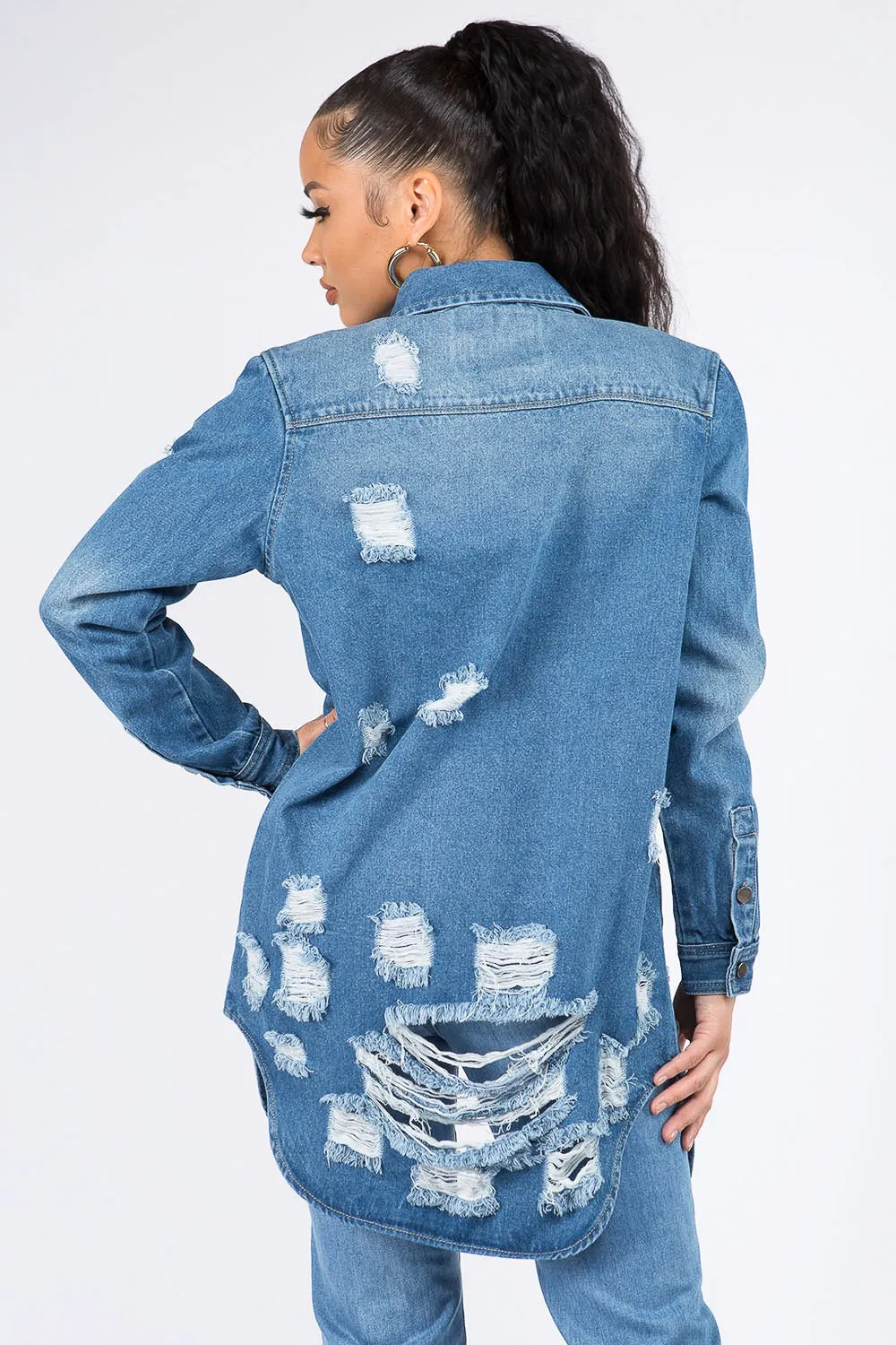 Distressed Denim Dream Shirt Jacket