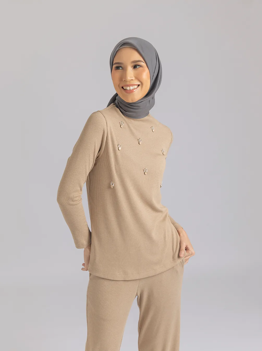 DIVYA EMB TOP BEIGE